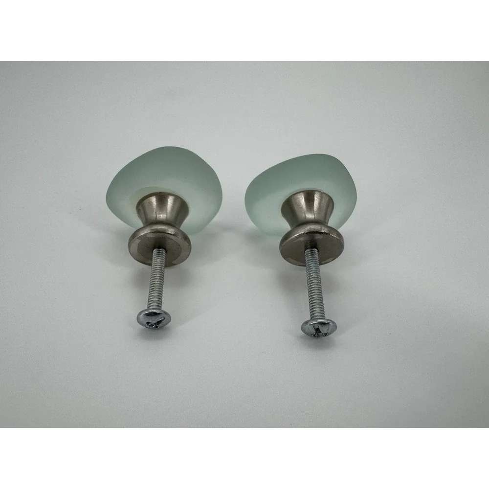 Liberty Seaglass 1.5 In. Vintage‎ Aqua And Nickel Round Cabinet Knob Lot Of 2 - Picture 3 of 6